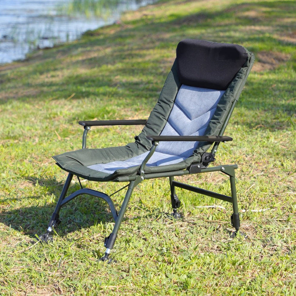 English Elm Camping Lounge Chair - Portable Folding Recliner With Adjustable Backrest For Ultimate Comfort Outdoors P2 W241106336-GIGA