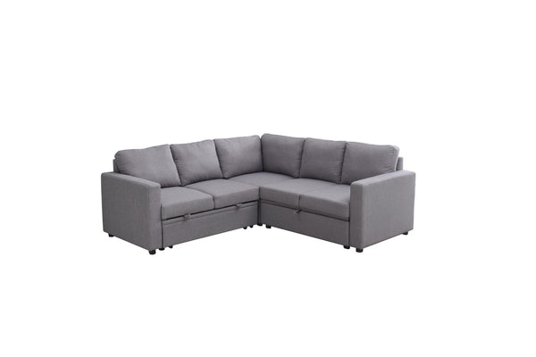 English Elm Sectional Sofa Bed - Modern Grey Space-Saving Design, Easy Assembly, And Plush Comfort For Small Spaces B205S00042-GIGA