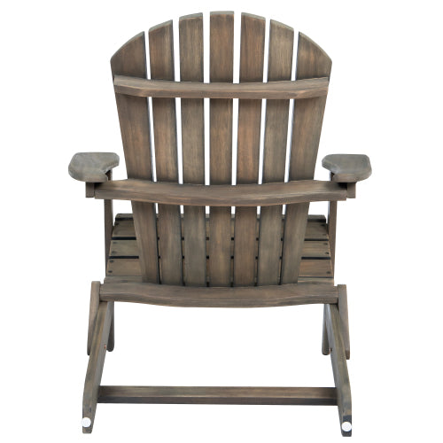 English Elm Christopher Knight Home® - Folding Adirondack Chair Acacia Wood Outdoor Lounge Seat with Slatted Back, Wide Arms, Durable Comfort Grey N770P358873E