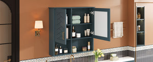 English Elm 2-in-1 Matte Wall Mounted Medicine Cabinet Soft Close Mirror Storage for Bathroom Vanity Blue N710P389456C