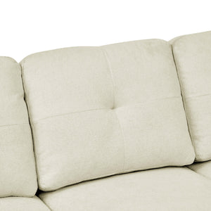 English Elm 74" Wide Upholstered Tufted Sofa Beige Microfiber — Plush Seating, Tufted Elegance & Durable Wooden Base B343P315747