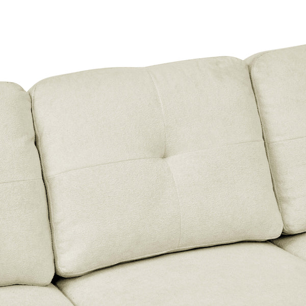 English Elm 74" Wide Upholstered Tufted Sofa Beige Microfiber — Plush Seating, Tufted Elegance & Durable Wooden Base B343P315747