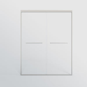 English Elm 56-60 in Semi-frameless Bypass Shower Door with Tempered Glass and Aluminum Hardware Brushed Nickel W1920P300300
