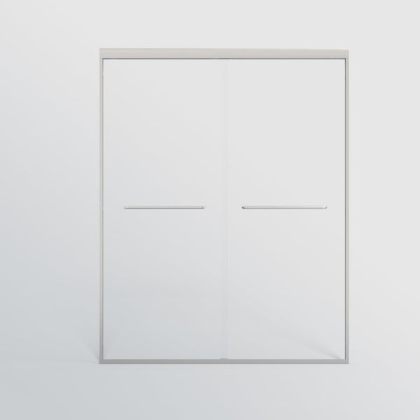 English Elm 56-60 in Semi-frameless Bypass Shower Door with Tempered Glass and Aluminum Hardware Brushed Nickel W1920P300300