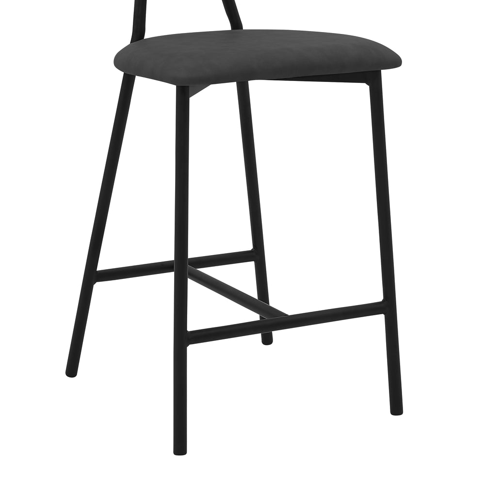 English Elm Othene Gray 26" Faux Leather Counter Stool with Padded Seat, Metal 4-Leg Base & I-Footrest, 250 lbs B2736P268572
