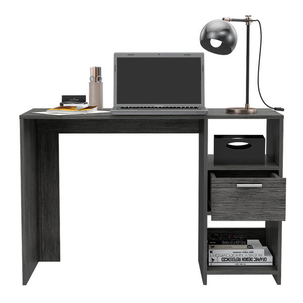 English Elm Omma Grey Computer Desk with Drawer & Dual Shelves, 43.3" Wide Compact Workstation, Engineered Wood B070P188827