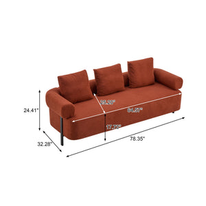 English Elm Christopher Knight Home® - 78" Modern 3-Seater Upholstered Sofa with Plush Pillows, Bouclé Fabric, Sturdy Frame, Cozy Style Orange N767P308857O