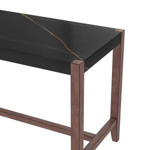 English Elm Counter 47.5-Inch Faux Marble Counter Height Table with Sturdy Rubber Wood Legs, Modern Dining Accent (96) Black N752P269652B