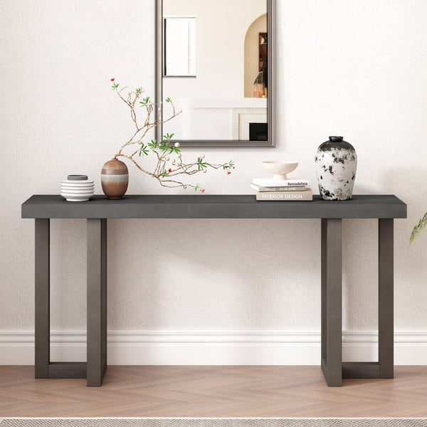 English Elm U_Style Modern Geometric Console Table With Solid Pine Legs For Entryway, Living Room, And Hallway Decor N711P289128D-GIGA
