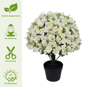 English Elm 24-inch Faux Snow Lotus Potted Arrangement Uv Resistant Lifelike Floral Set of Two Green,White W2945P458455