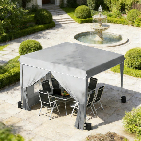 English Elm Convenient Pop up Canopy 10x10 Steel Frame Upf50 Oxford Roof with Sidewalls Included Light Gray,White T3971P454719