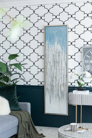 English Elm S/2 Dhalia Ombre Wall Art Set of 2 71x21" Hand-Painted Blue-to-Gray Panels with Silver Accents W2078P318306