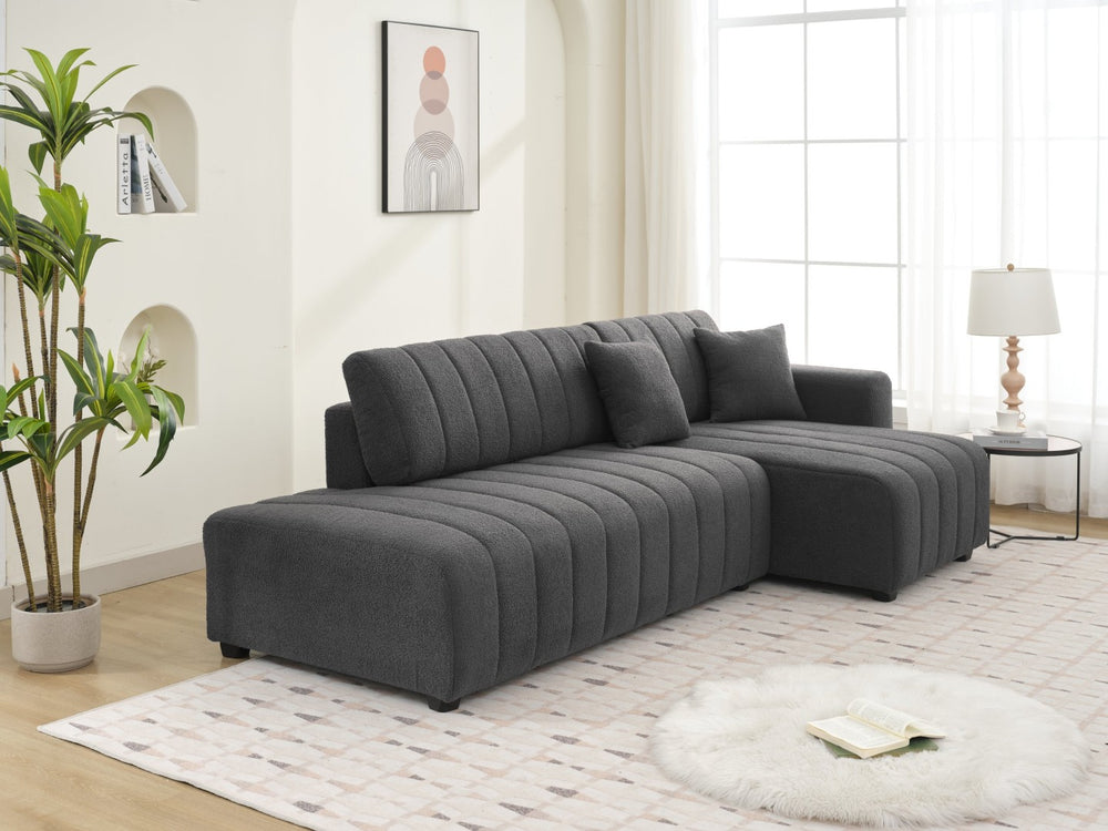 English Elm Scandinavian Channel Tufted L Shaped Sectional Sofa with Plush Foam Cushions B2730S00043