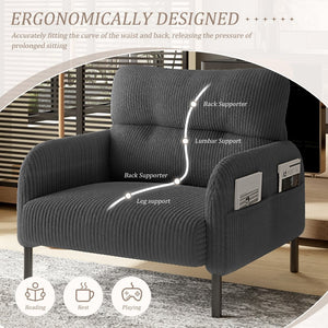 English Elm United We Win Corduroy Accent Chair Wide Seat Foam Cushion Living Room Lounge Gray W1568P386154