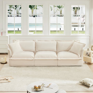 English Elm Slipcovered Modern 3-Seater Sofa – Plush Chenille Couch With Removable Covers & Modular Flexibility W3041S00005-GIGA