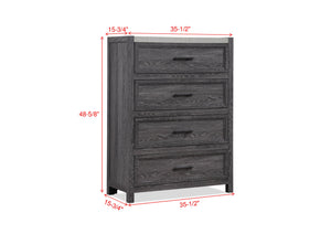 English Elm 1pc Modern Minimalist 4-Drawer Tall Chest with Two-Tone Finish, Sleek Bedroom Storage Cabinet Gray 38.5 L x 19.5 W x 51.6 H B2741P330131