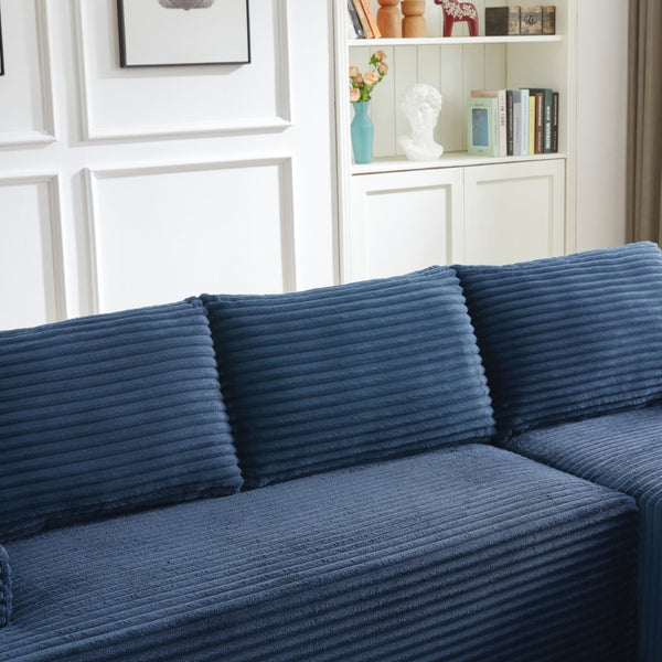 English Elm L-shaped Cloud Sectional Corduroy Sleeper Sofa Deep Seat Modular Living Room Couch W2339P424641