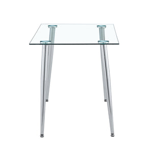 English Elm Glass Dining Table - Elegant Transparent Design With Sturdy Chrome Legs - Modern & Versatile For Any Space W370S00053