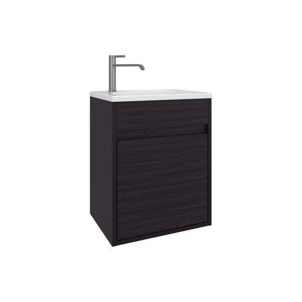 English Elm Bathroom Compact Vanity with Sink and Single Door Cabinet, Engineered Wood, Modern Minimalist Design Black 23.62 L x 20.87 W x 11.42 H B097P350312