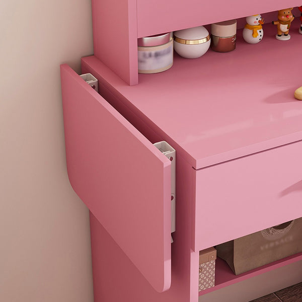 English Elm Vanity Desk with Led Mirror Power Station 3 Drawers Shelves and Makeup Stool W2700P342539