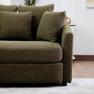 English Elm 56.3'' Oversized Barrel Lounger Chenille Cuddle Chair with Pocket Spring Deep Seat Green W3118S00037