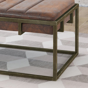 English Elm Christopher Knight Home® - Upholstered Metal Ottoman Bench - Stylish Brown Suede Seating For Modern Homes & Entryways N757P256384A