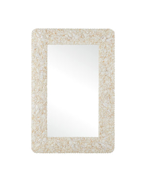 Currey & Company Turbinella Coastal Rectangular Mirror - Handcrafted White Seashell Frame For Elegant Home Decor White Shells ,Wood ,Glass 1000-0168-currey-company