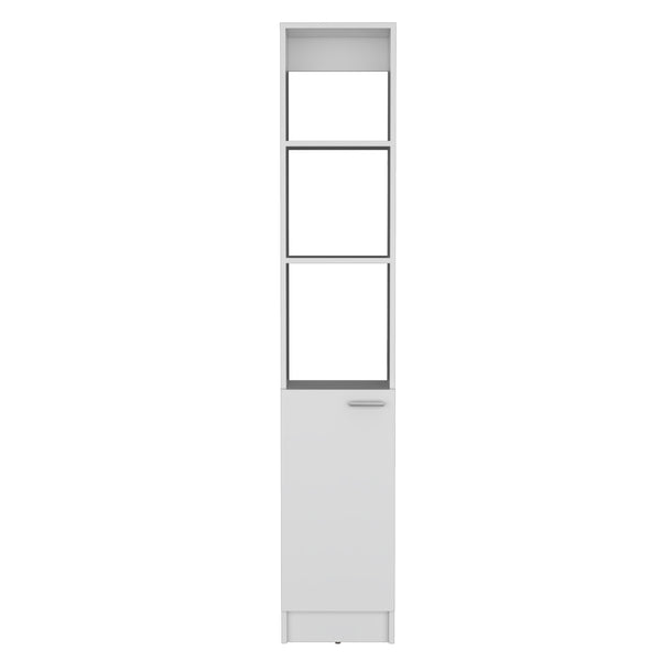English Elm Parks Linen Bathroom Storage Cabinet Tall 70.8" White Engineered Wood 6-Shelf One-Door Organizer B070P188844