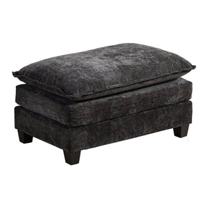 English Elm Cloud Velvet Ottoman with Double-Layer Cushion, Modular Modern Sectional Accent Seat, Breathable Chenille Upholstery, Adjustable Backrest Black W1143P310514
