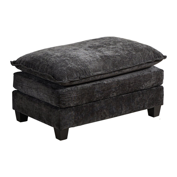 English Elm Cloud Velvet Ottoman with Double-Layer Cushion, Modular Modern Sectional Accent Seat, Breathable Chenille Upholstery, Adjustable Backrest Black W1143P310514