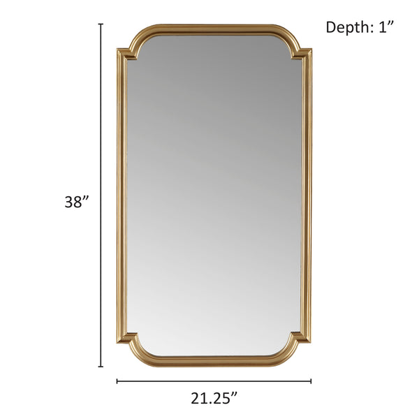 JLA Home Madison Park - Gold Scalloped Wood Wall Mirror with Metallic Gold Frame, Ready-to-Hang Rectangular Accent Piece MP95F-0318