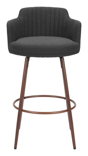 Kono Swivel Barstool - Set of 2 Black & Walnut 110374 Zuo Modern
