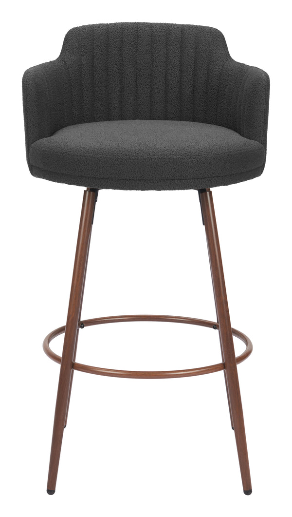 Kono Swivel Barstool - Set of 2 Black & Walnut 110374 Zuo Modern