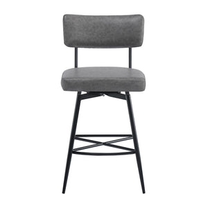 English Elm Christopher Knight Home® - 26''Retro Curved Back Swivel Counter Stools Set of 2 with Bowknot Footrest Smooth PU Leather Comfort Grey N780P199991G