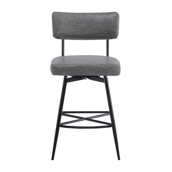 English Elm Christopher Knight Home® - 26''Retro Curved Back Swivel Counter Stools Set of 2 with Bowknot Footrest Smooth PU Leather Comfort Grey N780P199991G