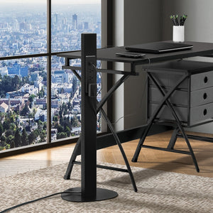 OSP Home Furnishings Power Anywhere Station Slim Metal Tower with 3 Ac Outlets and Usb Ports for Any Room Black PAS311-36BK