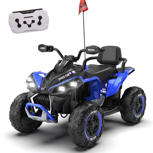 English Elm 24v Kids Electric Atv Xxxl Off-road Ride on with Remote Parental Control and Bluetooth Blue W1578P228313