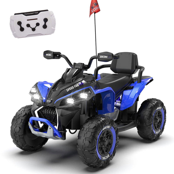 English Elm 24v Kids Electric Atv Xxxl Off-road Ride on with Remote Parental Control and Bluetooth Blue W1578P228313