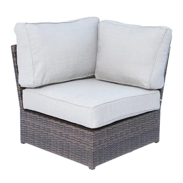 English Elm Shick Espresso Wicker Corner Wedge Patio Chair with Thick Removable Olefin Cushions, Weatherproof B120P205626