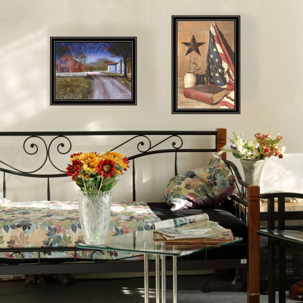 English Elm Trendy Decor 4u Patriotic Two Piece Framed Wood Wall Art Set by Billy Jacobs B067P256610