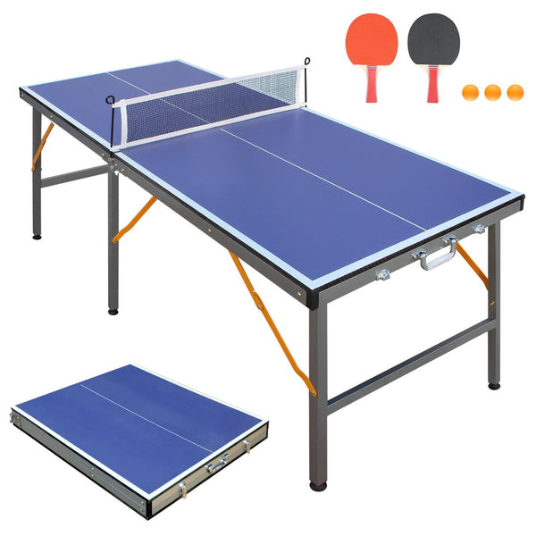 English Elm 5ft Foldable Ping Pong Table Mdf Surface Steel Legs Solo Practice Indoor Game Room W1408P272363