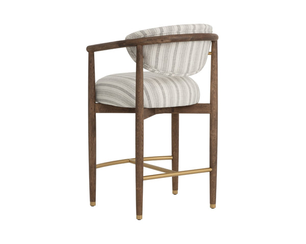 Sunpan SIGRID Counter Stool – Stylish Antique Brown with Gifford Script Upholstery for Ultimate Comfort 112742