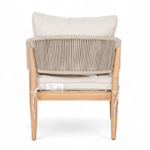 English Elm Christopher Knight Home® - Verona Acacia Wood Outdoor Chat Set with Plush Cushions, Hand-Braided Rope Accents, Weatherproof Finish Beige,Light Brown,Natural VERONA4CTBRN