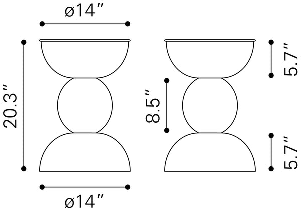 Tripoli Side Table Bronze 109777 Zuo Modern