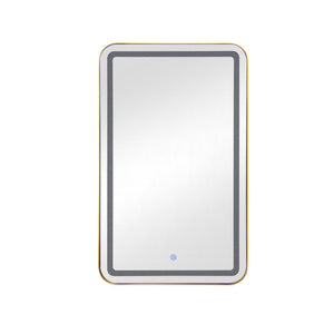 English Elm Rectangle LED Medicine Cabinet Mirror with Soft Touch Light, Magnetic Accessories, Tempered Shelves, Wall-Mounted Storage Gold W688P210791
