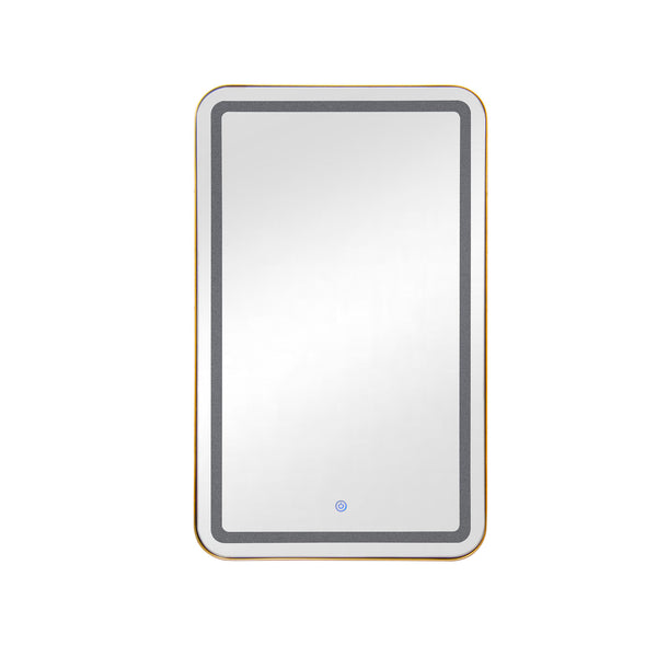 English Elm Rectangle LED Medicine Cabinet Mirror with Soft Touch Light, Magnetic Accessories, Tempered Shelves, Wall-Mounted Storage Gold W688P210791