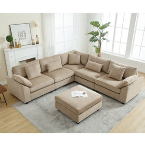 English Elm {New Arrival} Oversized Modular Sectional Sofa - Cozy Corduroy 6-Seater For Ultimate Comfort & Style! W2325S00019-GIGA