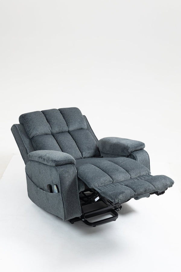 English Elm Oversized Power Lift Recliner with Heat Massage Lay Flat Design and Usb Charging Port Blue-Green W547S00079