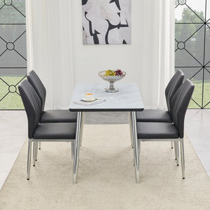 English Elm Table and Chair Set Marble Glass Top with Pu Seats Modern Dining for Apartments W1151S04645