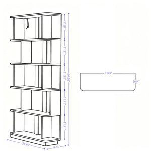 English Elm 90 Cm Modular Corner Bookcase Set Two Units White Oak Finish Home Office Display W2899S00013